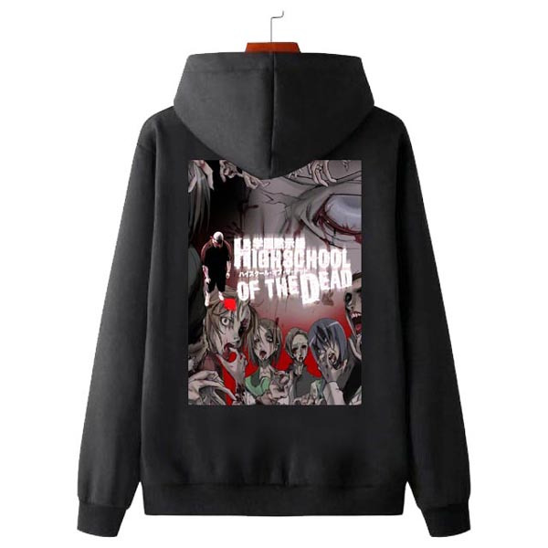 Jaket Hoodie Highschool of the Dead Anime Manga Hoodie Sweater Bahan Cotton Fleece
