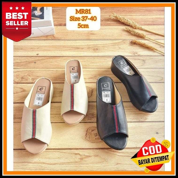 Sandal Wedges Pesta Kondangan Wanita Slip On