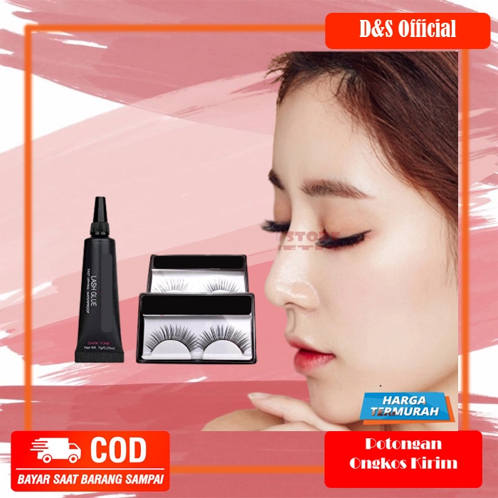 Paket Lengkap Bulu Mata dan Lem 1 Set / Bulu Mata Palsu Eyelash Extension / Bulu Mata Palsu Natural 