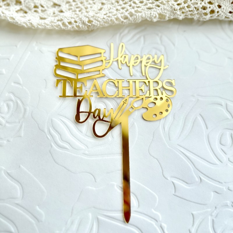 Partyhouse.Medan Cake Topper Happy Teacher's Day / Best Teacher Ever / Topper Kue Hari Guru