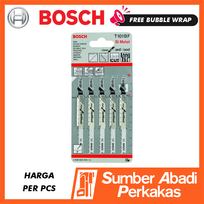 BOSCH T 101 BF Mata Jigsaw Gergaji Kayu Keras Triplek Jig Saw Blade Clean Hard Wood T101BF