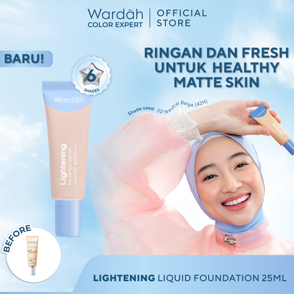 Disc XtraX3j3I NEW Wardah Lightening Liquid Foundation 25ml - Base Makeup dengan Skin-Like to High C