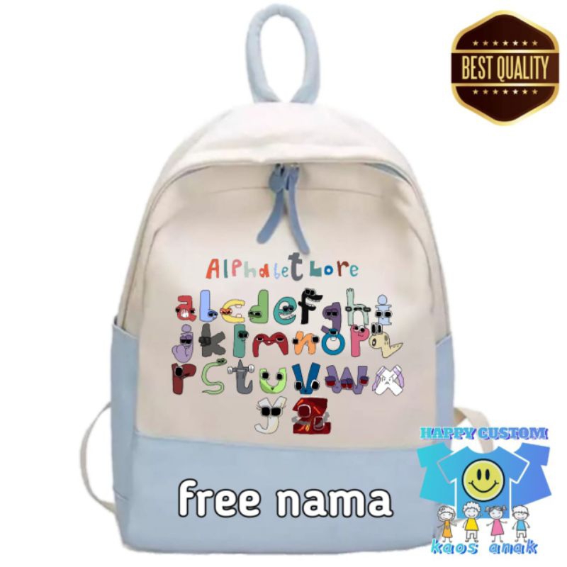 Tas Sekolah anak gambar animasi Alfabet Lore