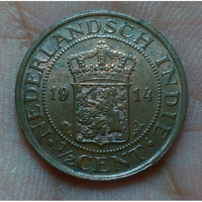Koin Nederlandsch Indie 1/2 Cent 1914
