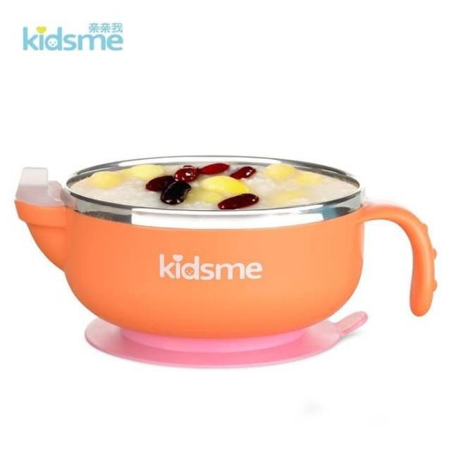 KIDSME STAINLESS WARMING SUCTION BOWL 160496 MANGKUK MAKAN BABY MANGKUK SERBAGUNA / MANGKUK STAINLES