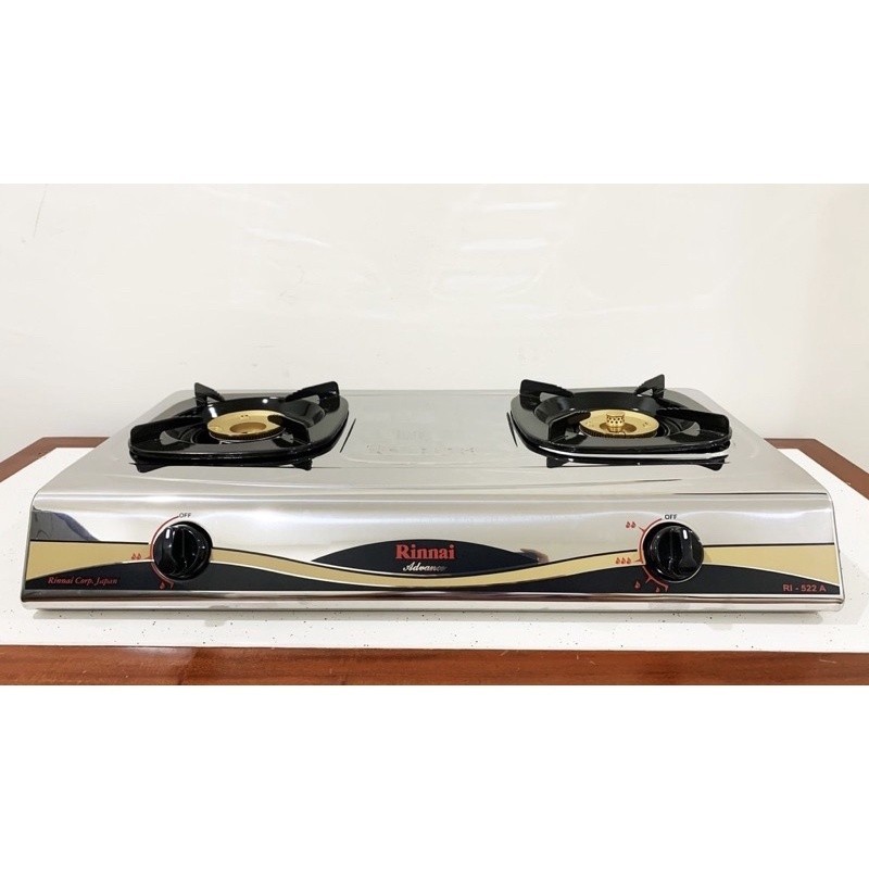 Kompor Gas 2 Tungku Rinnai Silver Stainless Steel RI522