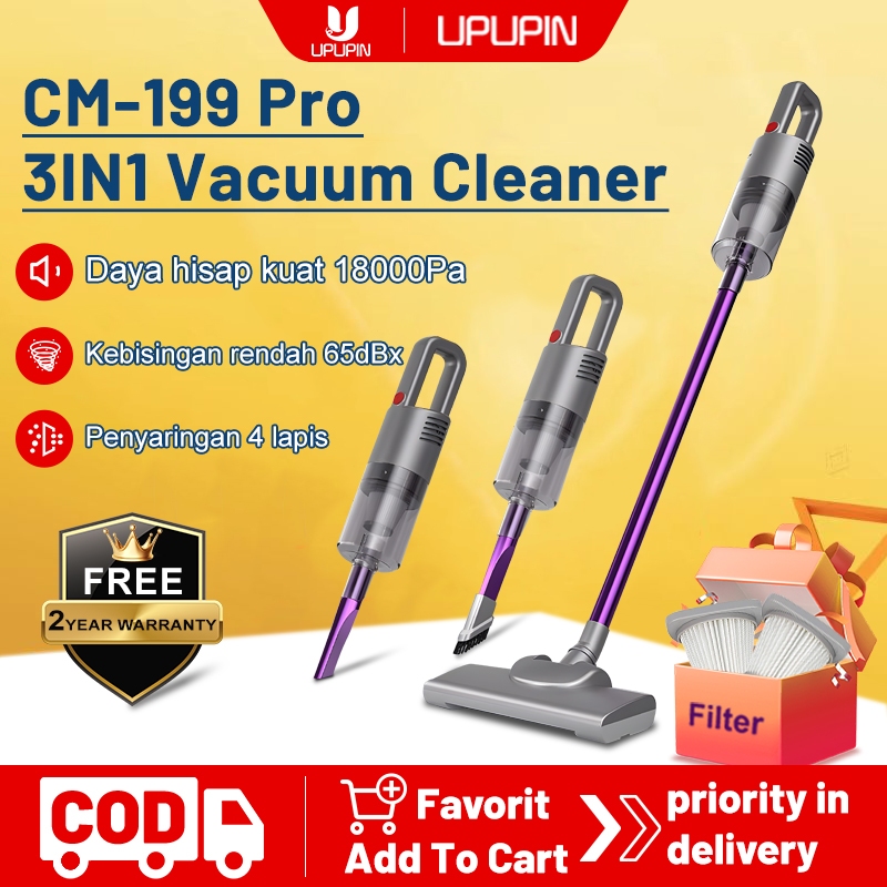 UPUPIN Vacuum Cleaner Portabel Penyedot Debu & Tungau 18000Pa Handheld 3 in 1 Silent Vacum Cleaner u