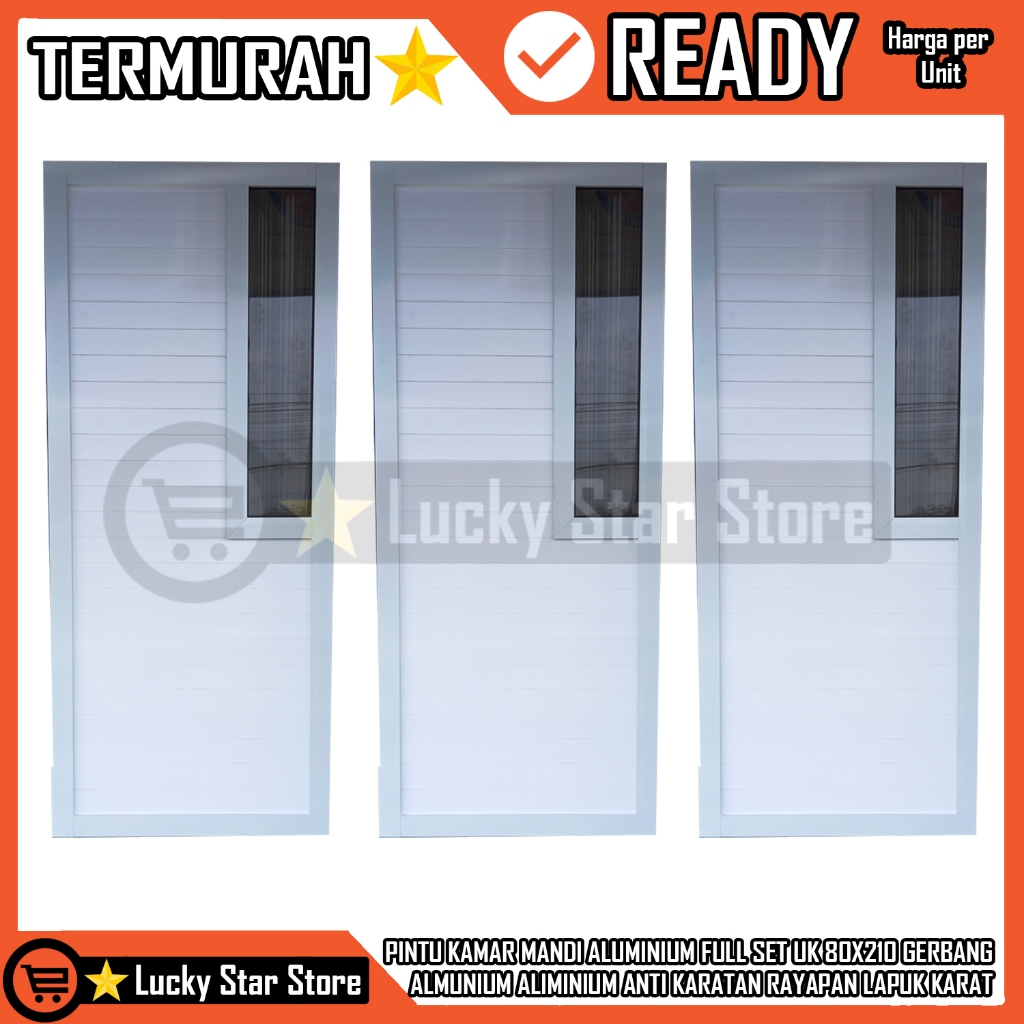 [Instant] PINTU KAMAR MANDI ALUMINIUM FULL SET UK 80X210 GERBANG ALMUNIUM ALIMINIUM ANTI KARATAN RAY