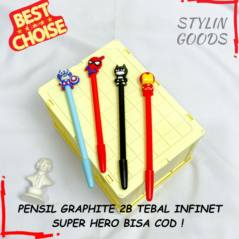 

PENSIL GRAPHITE 2B PENSIL TEBAL HITAM SUPER HERO / PENCIL UJUNG HITAM / PERLENGKAPAN SEKOLAH KANTOR MERCHANDISE IMUT LUCU BISA COD