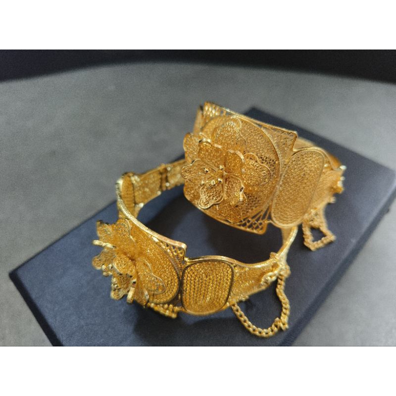 gelang kendari lapis emas 24k asli kerajinan tangan yogyakarta bukan buatan mesin atau pabrik / gela