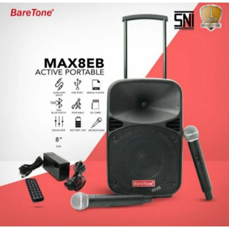 Speaker aktif portable 8 inch Baretone max 8eb original