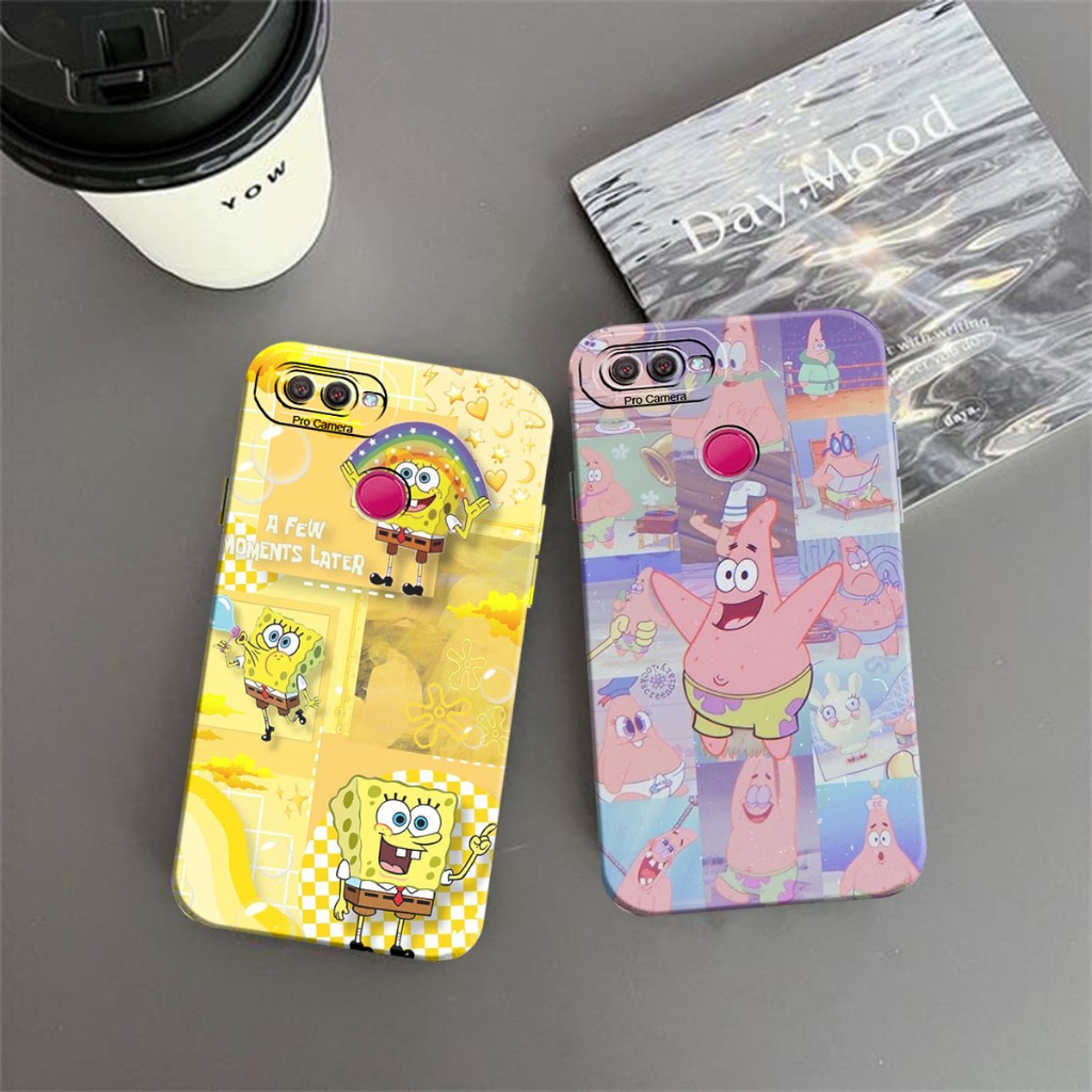 Case Hp Custom Softcase Macaron Prokamera Untuk Oppo A5S / A7 2018 / A12 / A11K Motif Kartun Spongeb