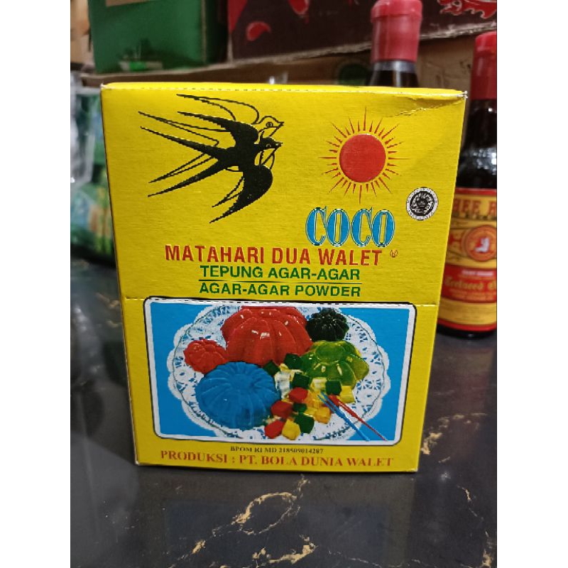 

Tepung Agar-Agar / Agar-Agar Powder Matahari Dua Walet Coco isi 12 × 5 gram