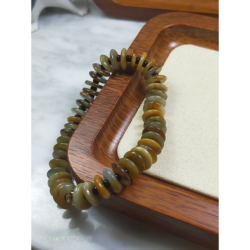 Gelang Giok Burma Koin Coklat + sertifikat