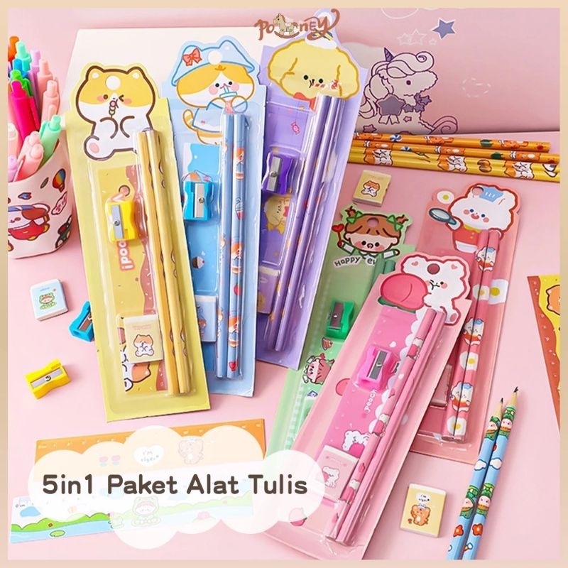 

Alat Tulis Set Mini Stationary / Set Alat Tulis 5 in 1 Karakter