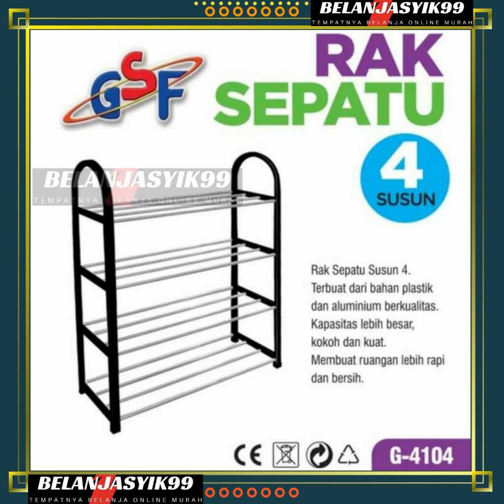 RAK SEPATU GSF G-4104 / RAK SEPATU 4 SUSUN GSF 4104 / RAK TEMPAT SEPATU SUSUN 4 TINGKAT BAHAN PLASTI