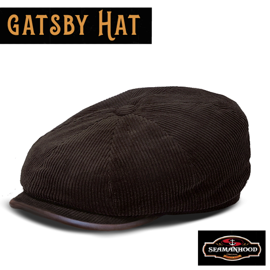 Topi Newsboy Gatsby Style Hat Original Seamanhood Flat Cap Corduroy  Brown Kombinasi Kulit