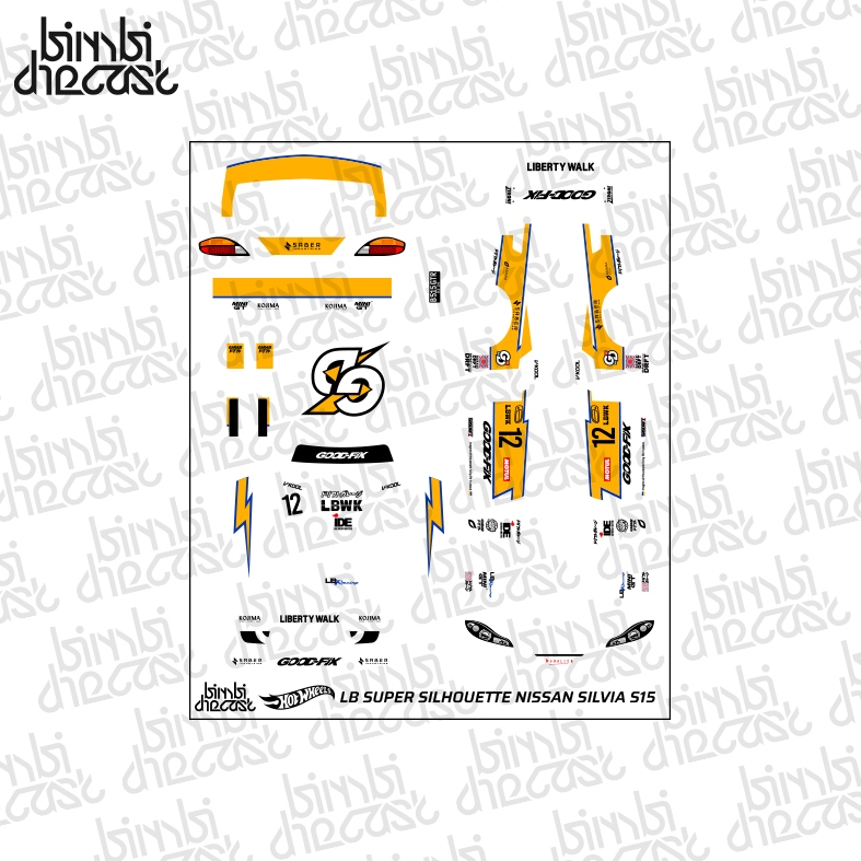 Decal Hotwheels Nissan Silvia S15 LBWK Dipo Garasi Drift X IDE