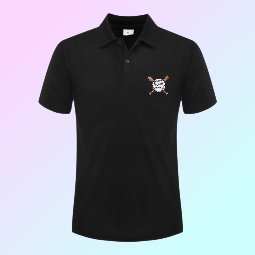 E39 Fashion - Kaos Kerah Pria Distro Bola / Kaos Polo Shirt Logo Bola Baseball Lengan Pendek