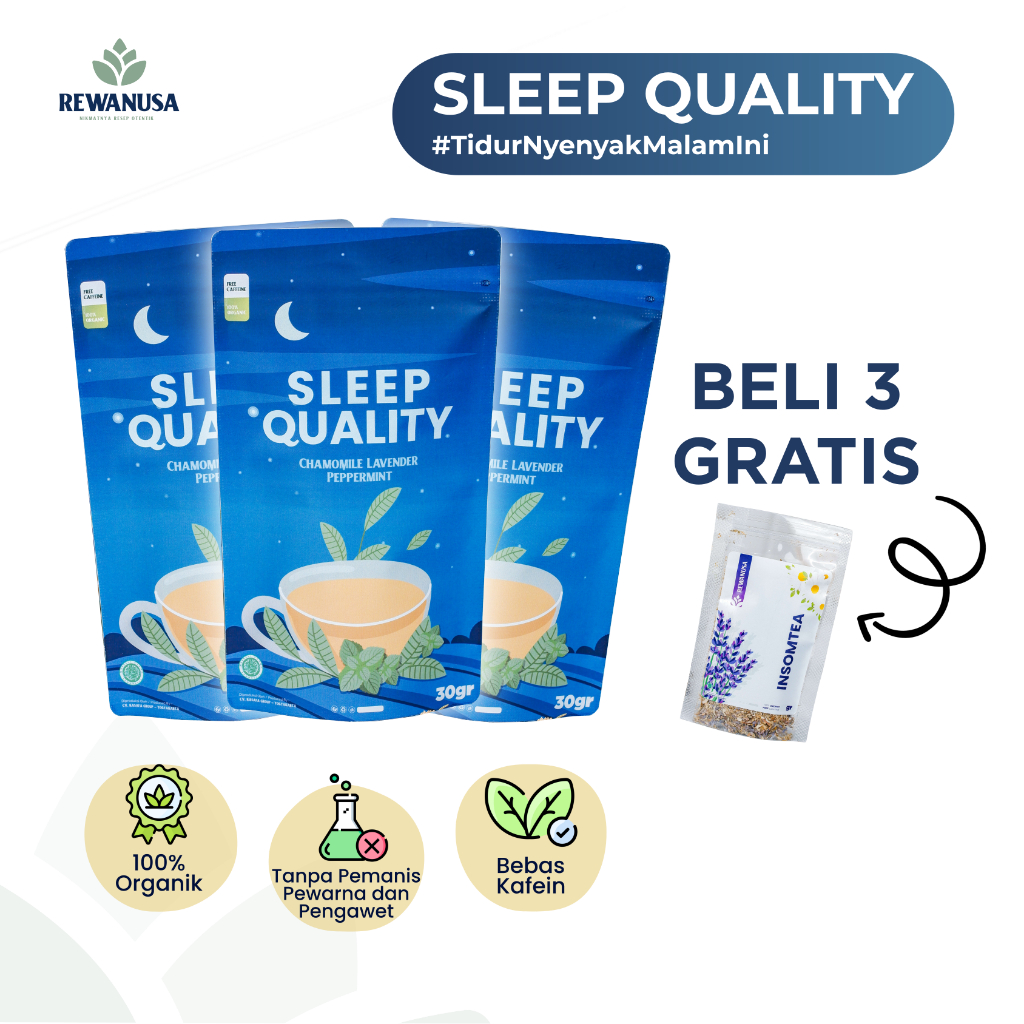 

[ Paket 3 Bungkus ] REWANUSA Sleep Quality / Teh Chamomile / Teh Insomnia Segar, tidak pahit - 30gr