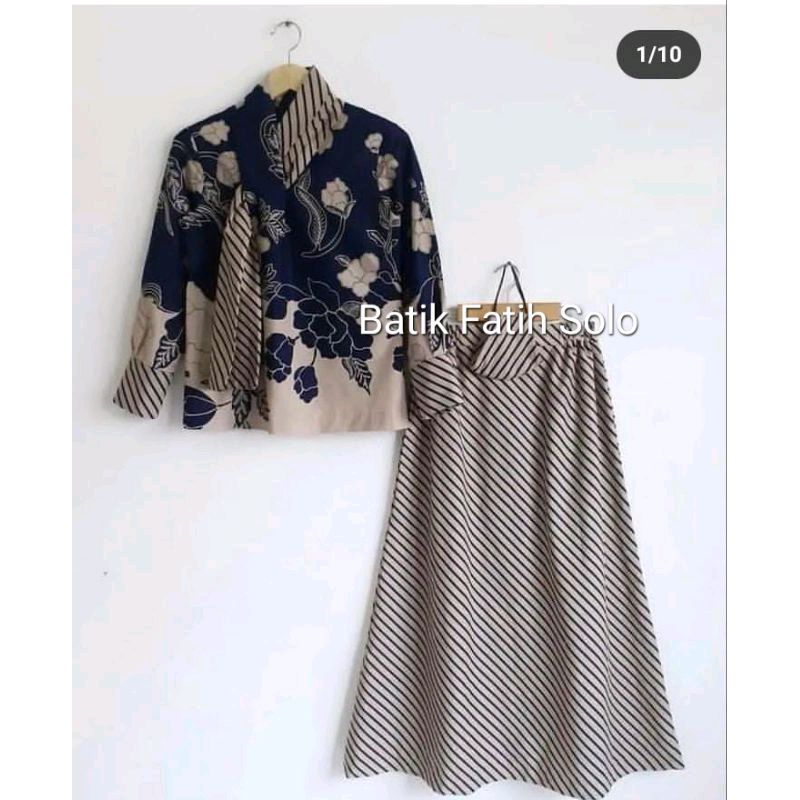 Setelan Blus + Rok Lawasan Premium Batik Solo
