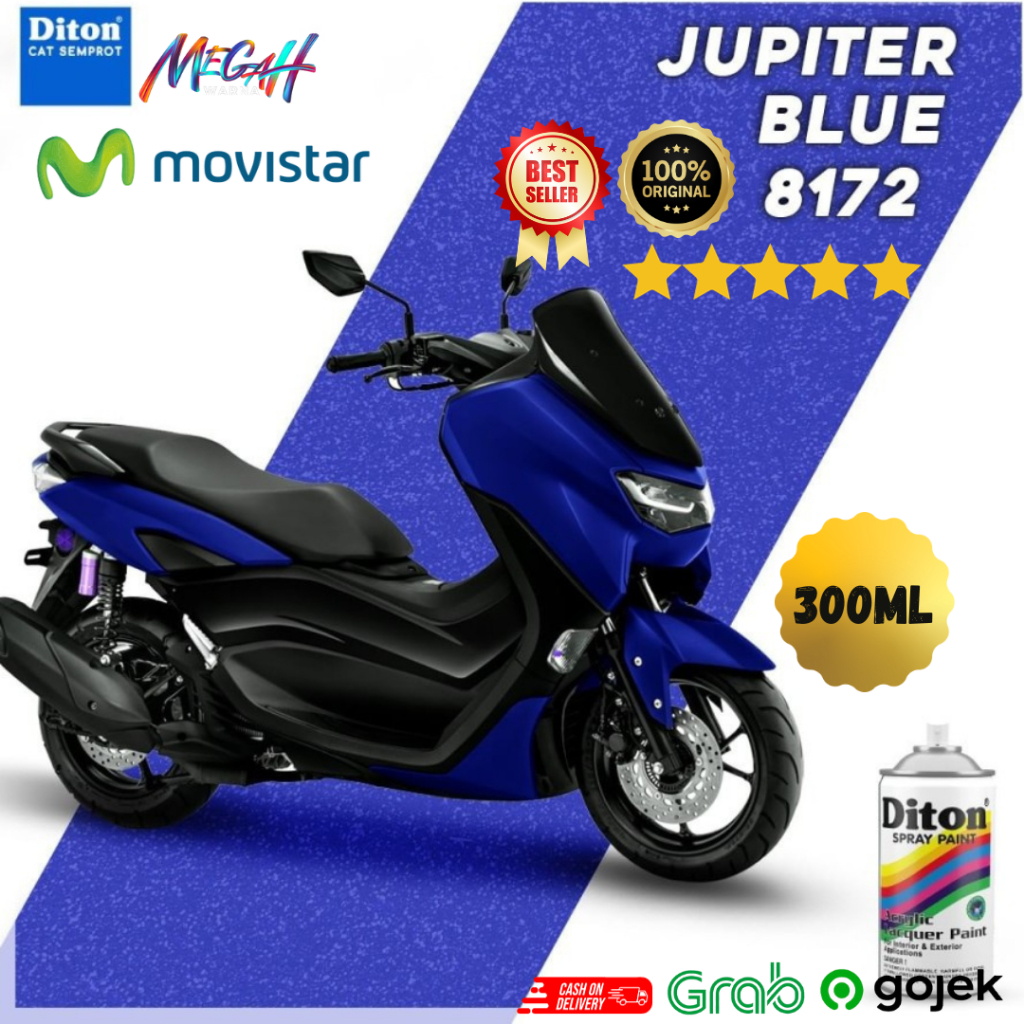 Pilox Diton Cat Semprot Pilok Pylox Candy Metalik 8172 Jupiter Blue Biru Yamaha Movistar