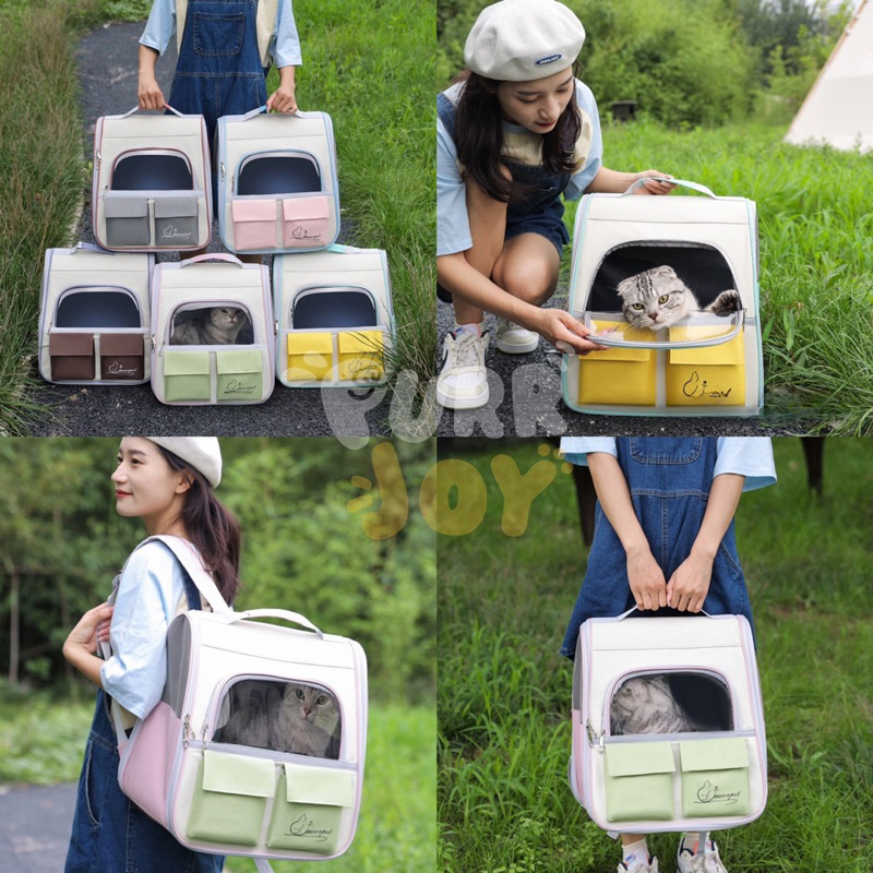 PURRJOY PREMIUM QUALITY Pet Travel Carrier Backpack / Tas Ransel Kucing / Tas Kucing / Pet Cargo / Tas Traveling Hewan Anjing Kucing