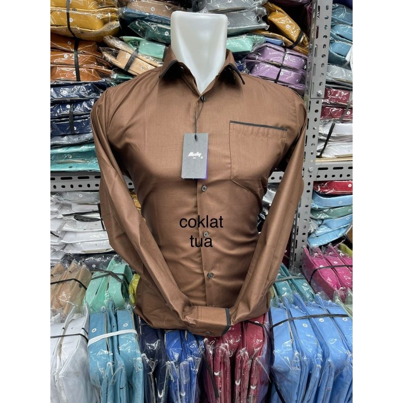 kemeja katun pria lengan panjang, kemeja polos pria, kemeja harley pria, kemeja list, Kemeja pria ba