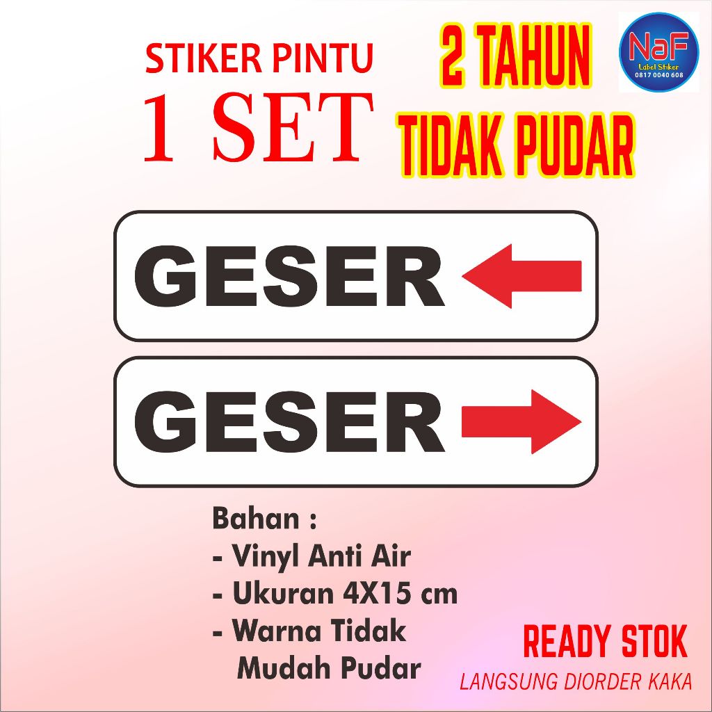 

Stiker pintu geser kanan kiri 1set sticker geser pintu buka tutup vinyl anti air