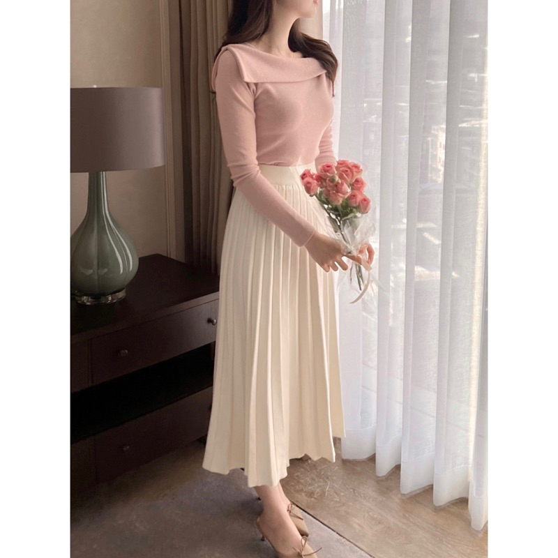 SET0997 [JUMBO] LOTUS KOREAN STYLE VINTAGE SETELAN ROK PLISKET SIMPLE POLOS