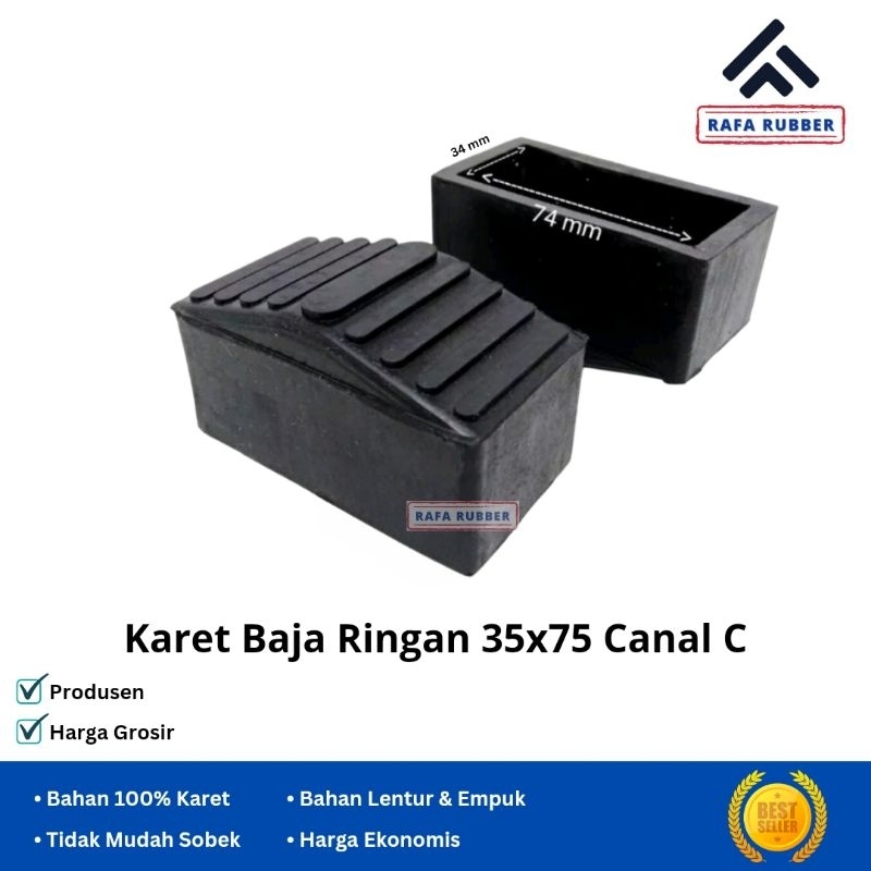 Karet kaki baja ringan 35x75 cekung/karet kaki tangga/meja/besi/kursi