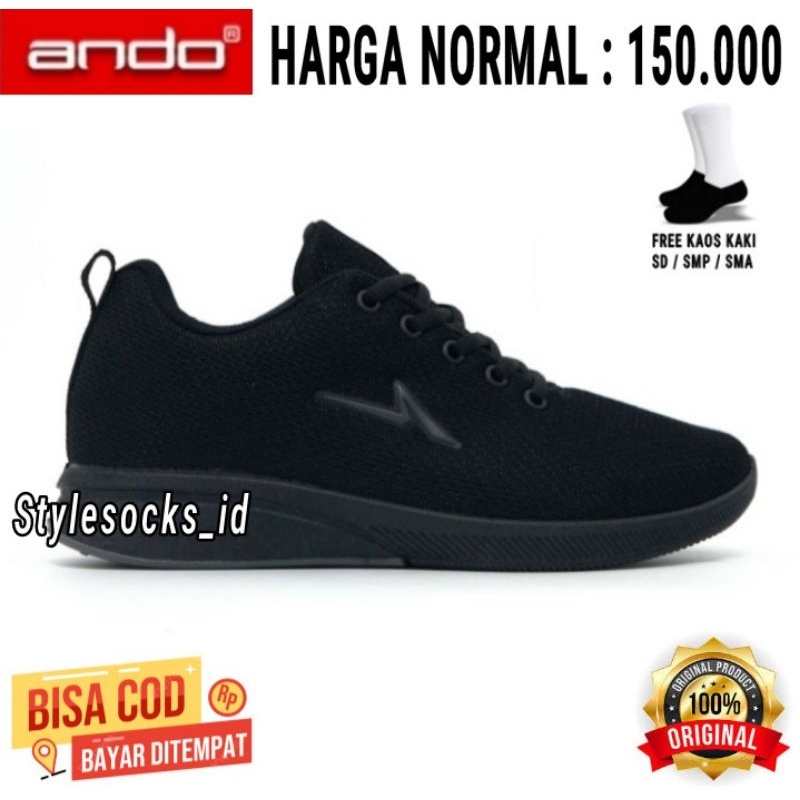 SEPATU SEKOLAH ANDO HITAM PUTIH / PROMO SEPATU ANDO ORLIN ORIIGINAL 100%