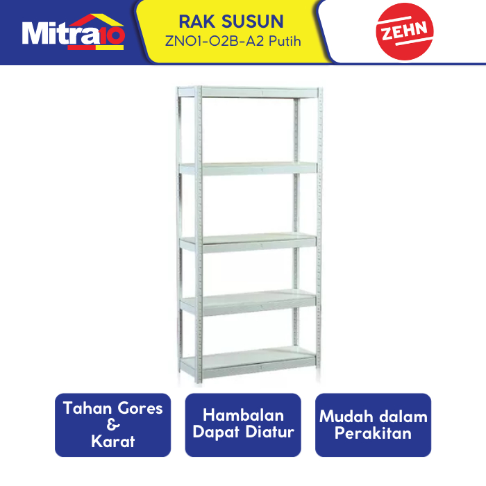 Rak Dinding 800x400x1600mm Putih - Tab Shelving, Minimalis - Zehn