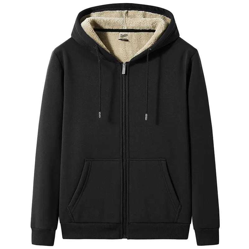 Hoodie Zipper bulu Tebal Dan Hangat, Jaket Switer Hoodie Musim Dingin, Sweatshirt Hoodie Pria Dan Wa