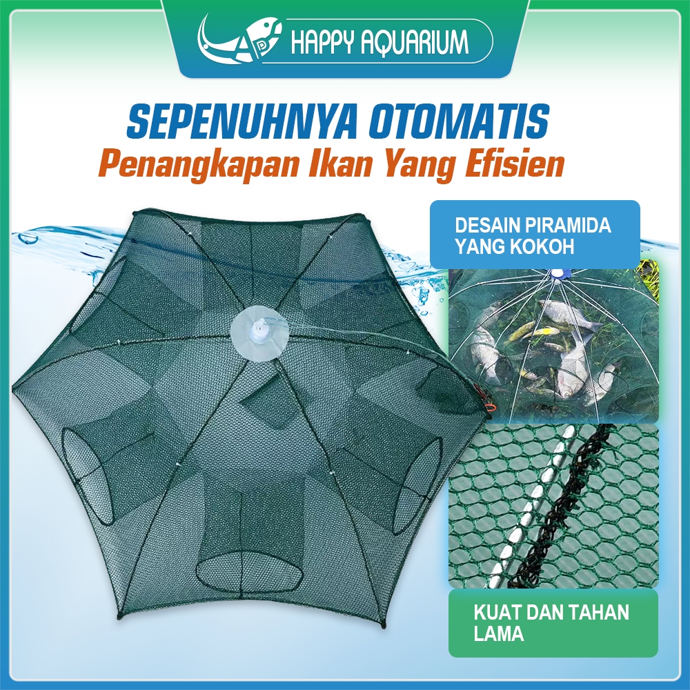 Jaring Payung Bubu Jebakan Perangkap Ikan Udang Ikan Kepiting Model Payung 8 Lubang Lobang