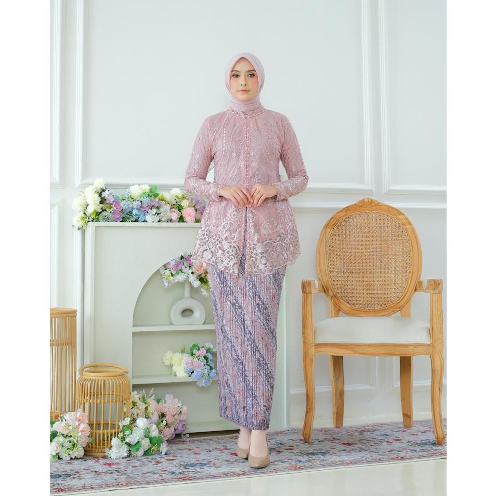 HN MODE - Set blus Najma Matt tulle mutiara Mix payet exclusive / Baju kebaya wisuda modern terkini