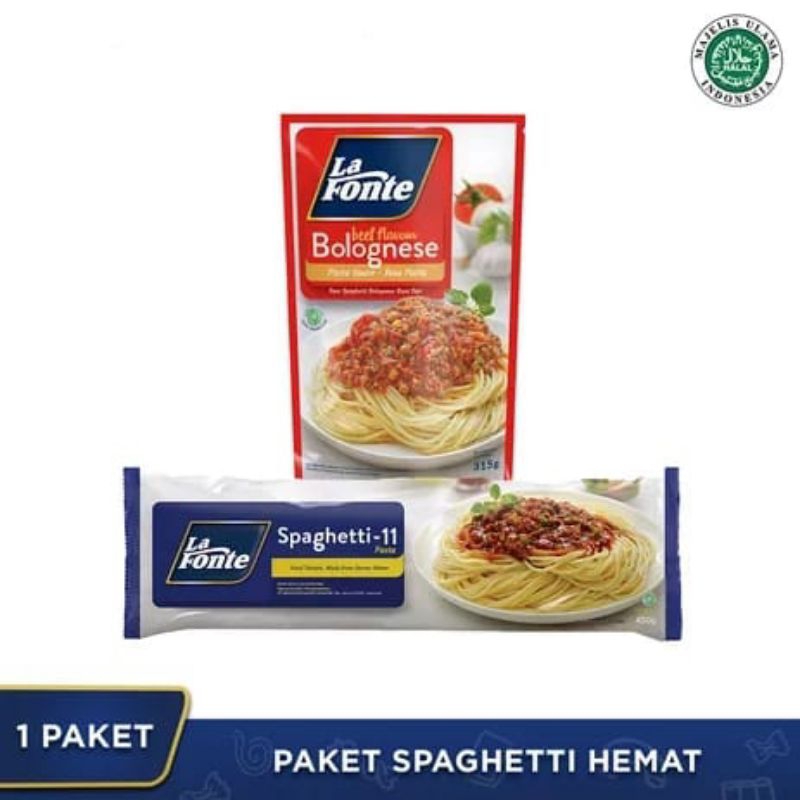 

Paket La Fonte Spaghetti 225 gr dan La Fonte Bolognese Pasta Sauce 290gr