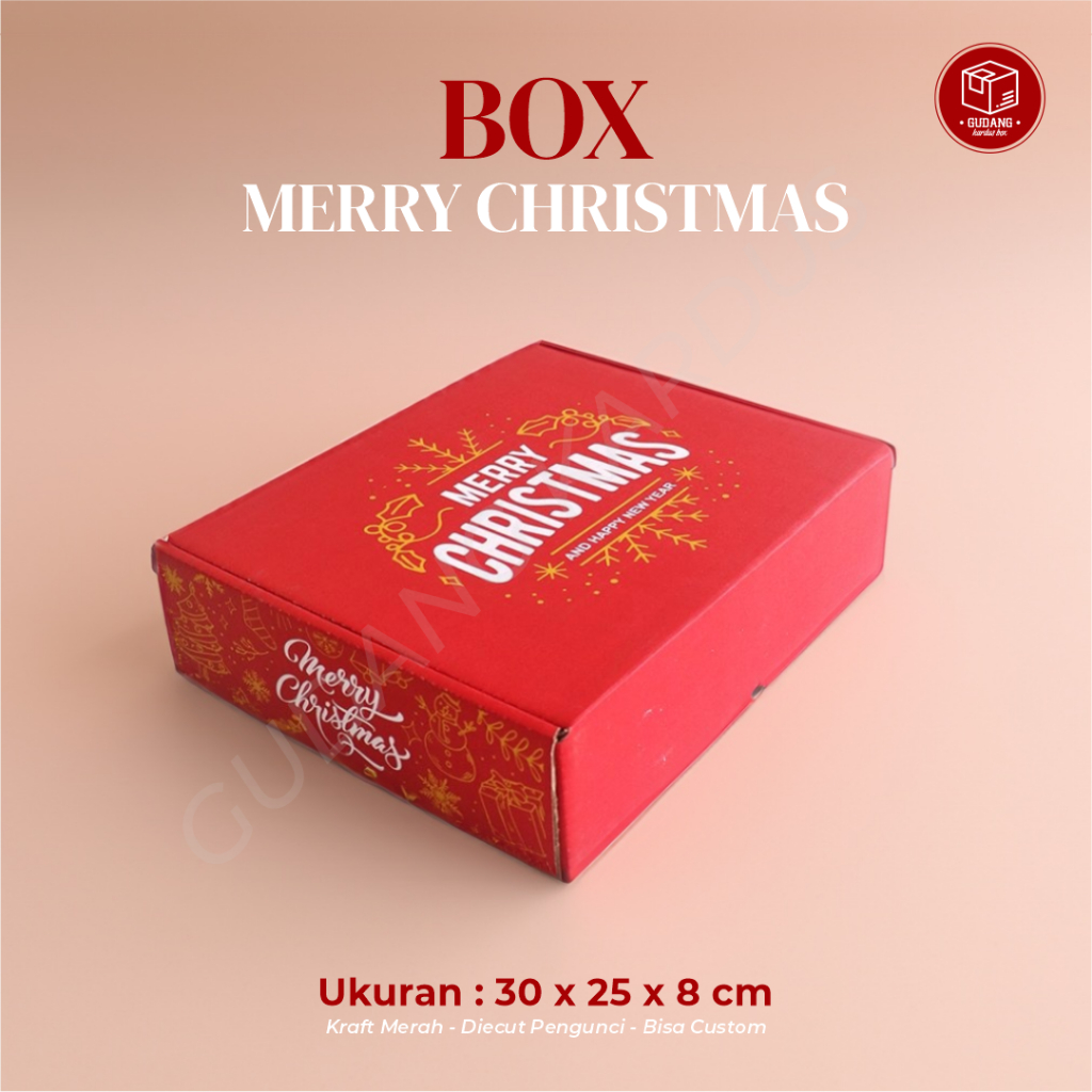 

Kotak Kado - Special Edition "Merry Christmas" (Uk. 30 x 25 x 8 cm) - giftbox/hampersbox/kartonbox/karton/karduspolos/merrychristmas/natal/kotakkado/boxkado/hampersnatal/kadonatal