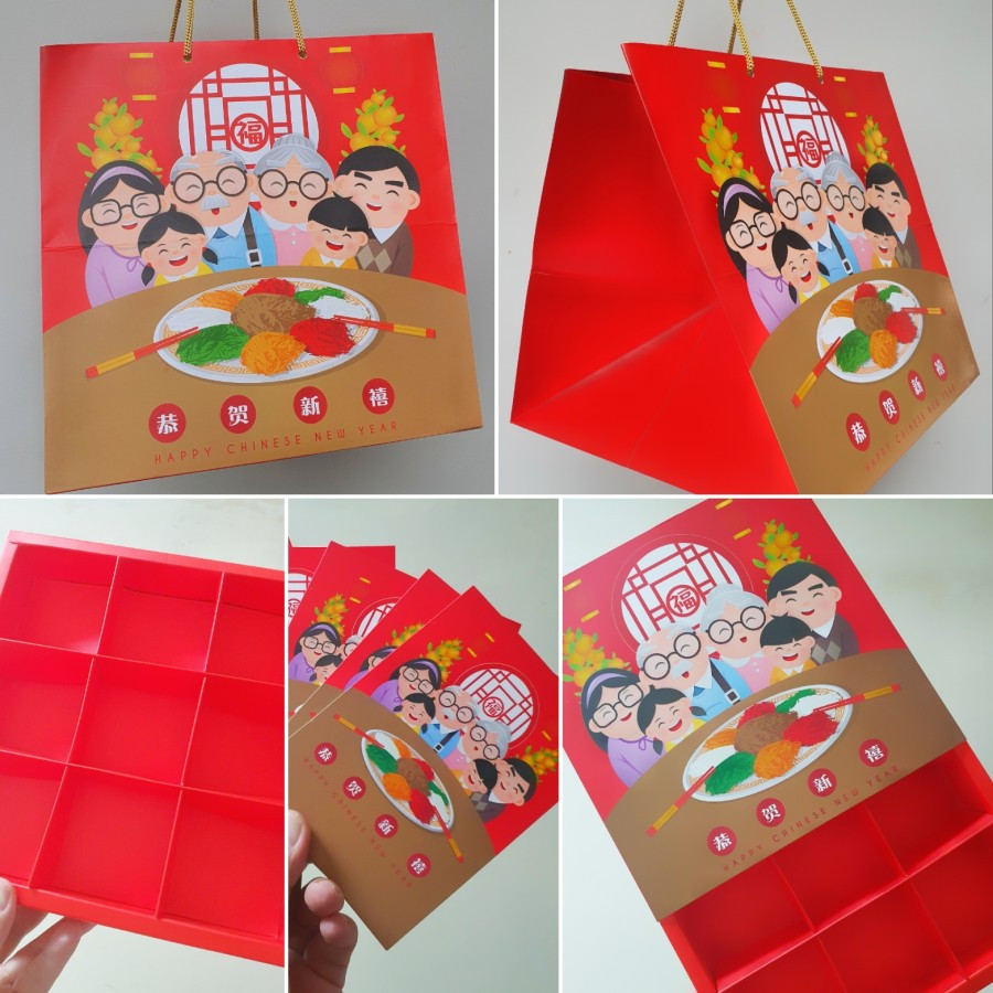 

( 5 Pcs ) PaHe II Imlek Dus Sekat 9 & Paperbag 27 Box Paperbag Natal Full Colour Hampers Box Dus Imlex