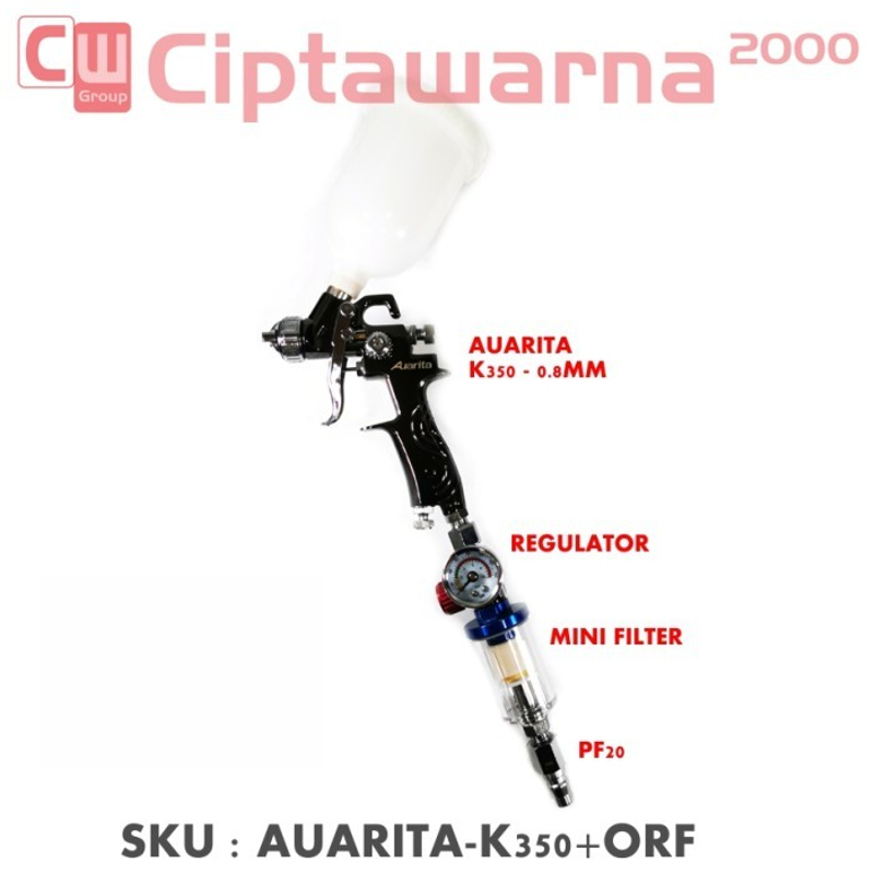 Paket AUARITA Spray gun HVLP mini K350 + Regulator + Filter - CWK