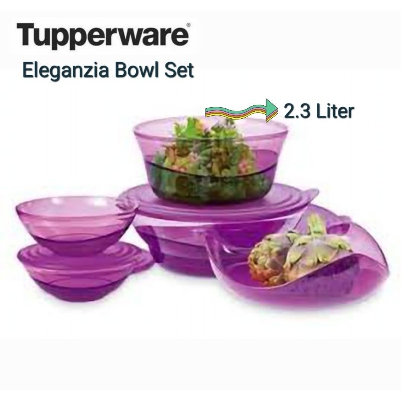 SALE  Tupperware Eleganzia Crystal Bowl 2.3 Liter - Purple (1 Pcs) // Wadah Saji Makanan Mangkuk Ser