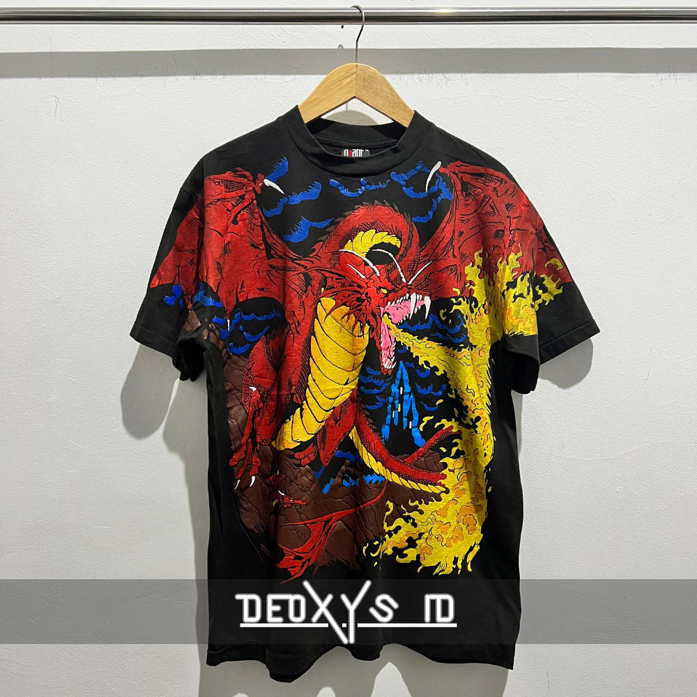 KAOS OVERTSIZE BOOTLEG TSHIRT TAG GIANT VINTAGE LIQUID BLUE DRAGON