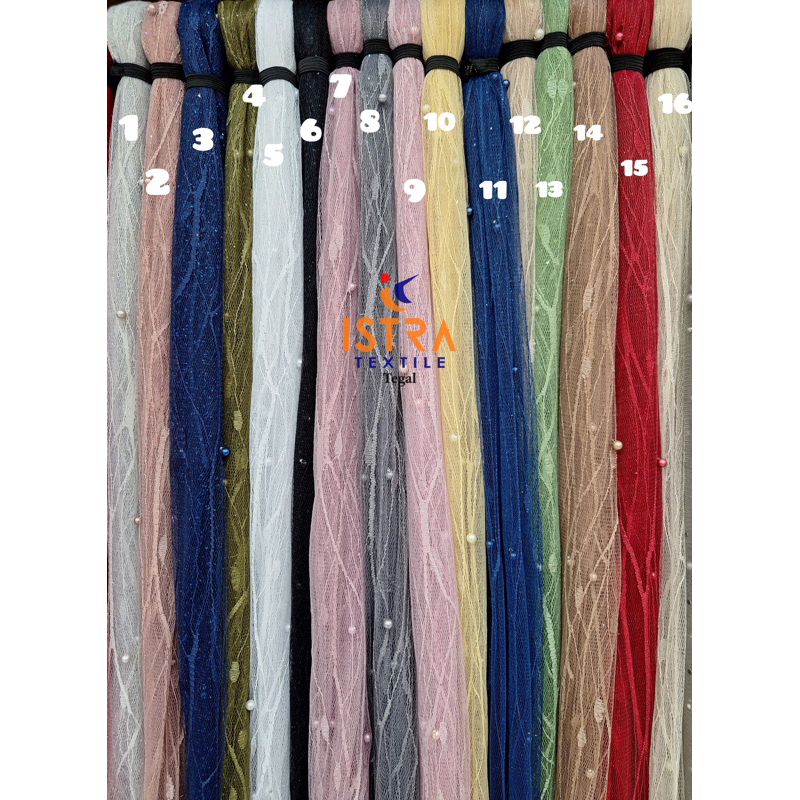 Kain TILE/Tille/Tulle MUTIARA AKAR GLITTER Premium / Pearl  Premium Exclusive Pearls
