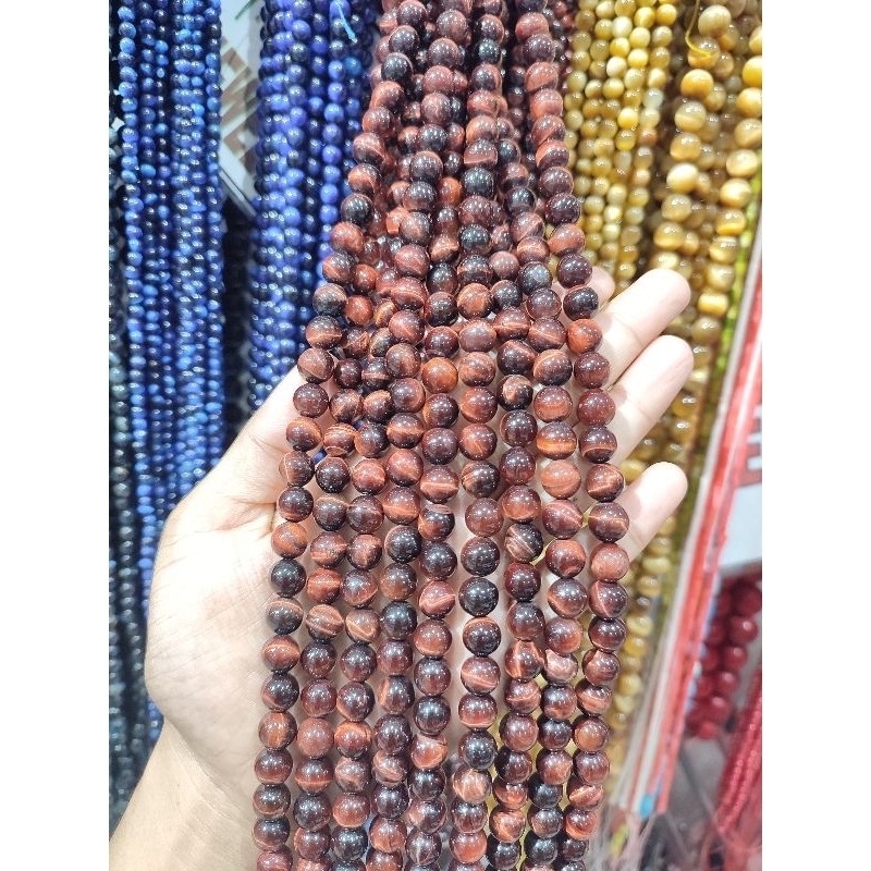 Tiger Eye Red Red Tiger eye Cat Eye Mata Kucing Batu Alam Natural Stone Perenceng