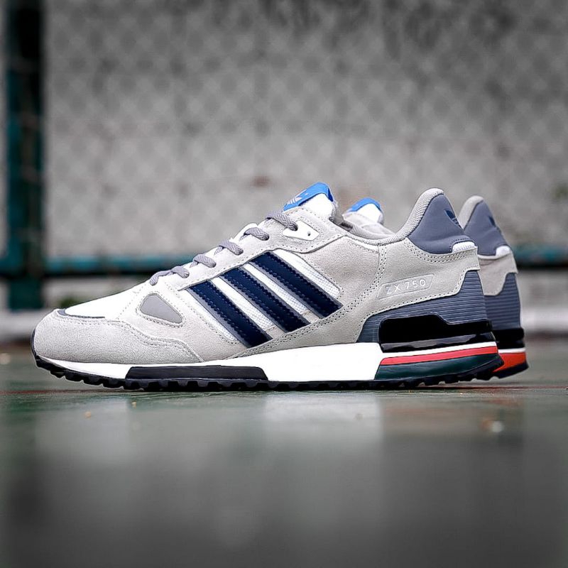 Adidas Zx750 Shoes Men's Grey Stripe Black Original 100% - Sepatu Adidas Zx 750 Original