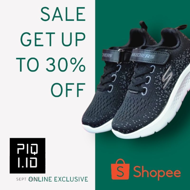 Sepatu Anak Sekolah Laki Laki Perempuan Skechers Hitam Putih Tali Perekat Black White