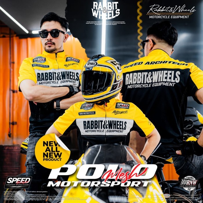 Jaket Motor Touring Rabbit And Wheels Polo Mesh Motorsport full protector Original