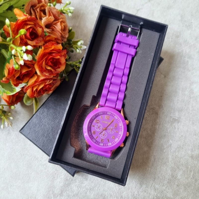 Jam Tangan Cewek Ungu / Jam Ungu / Woman Watches Jelly Purple