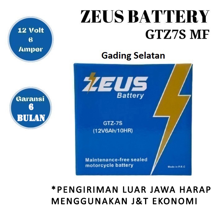 Aki motor satria fu GTZ7S Zeus aki kering