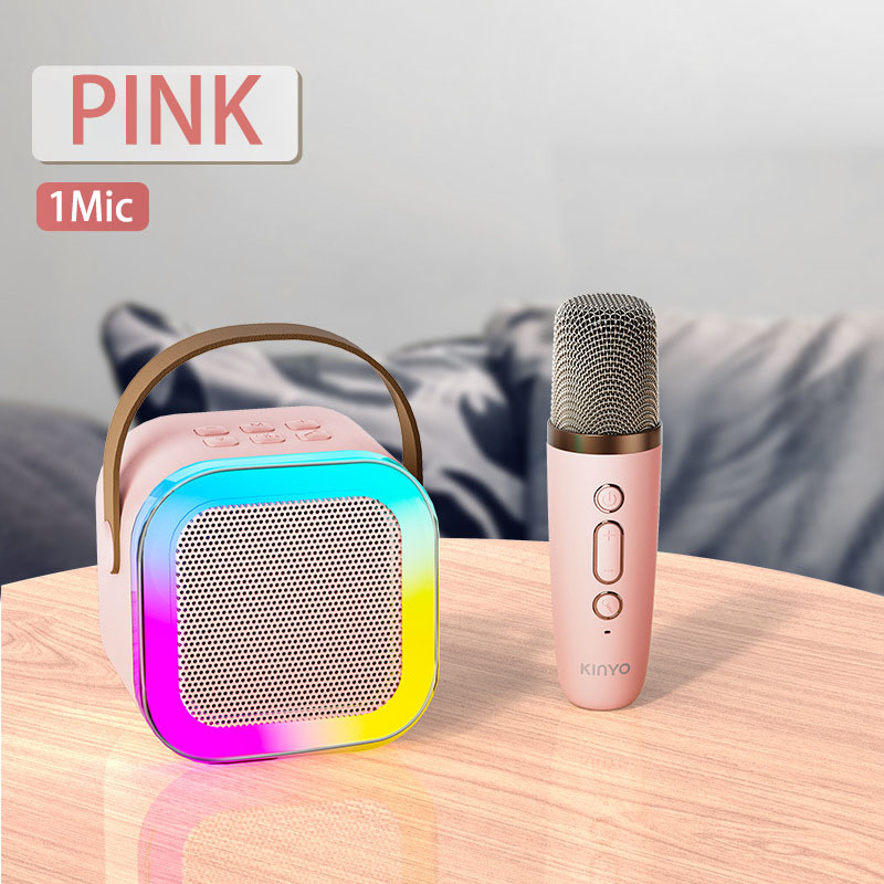 Portable Wireless Mini Bluetooth Speaker 2Mic 1 Set Karaoke Speaker Cute Wireless Outdoor KTV Mesin 